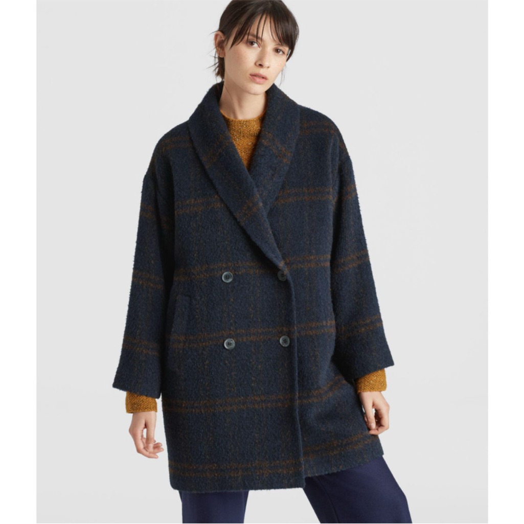 Eileen Fisher Wool Luxe Alpaca Plaid Oversized Coat